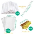 thumbnail image 2 of 300 PCS Cake Pop Sticks and Wrappers Kit, Including 100ct 6-inch Paper Lollipop Sticks, 100ct Clear Candy Treat Bags Parcel, 100ct Gold Twist Ties for Cakepop, Lollipop, Hard Candy, 2 of 6