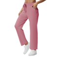 thumbnail image 4 of Bovemsi Casual Pants for Women Women's Solid Color Button Pocket Wide Leg Yoga Beach Trousers with Pockets, 4 of 9