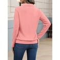 thumbnail image 4 of Womens T-Shirts Long Sleeve Banded Bottom Tops Business Casual Tops Collared V Neck Blouses Pink XL, 4 of 7