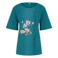 thumbnail image 2 of CHOK Hauts pour Femmes T-Shirts en Coton et Lin Boho Hauts Amples Blouses Gris Clair L, 2 of 4