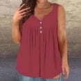 thumbnail image 2 of Duoif Débardeurs pour Femmes, Camisole d'Été pour Femmes Grande Taille Coupe Ample Col Rond à Boutons devant Haut Décontracté Hauts pour Femmes Rouge XXXXXL, 2 of 5