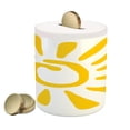 thumbnail image 1 of Sun Piggy Bank, Doodle Style Sun Circle and Rays Burst Beams Nature Hot Summertime, Ceramic Coin Bank Money Box for Cash Saving, 3.6" X 3.2", Yellow White, by Ambesonne, 1 of 4