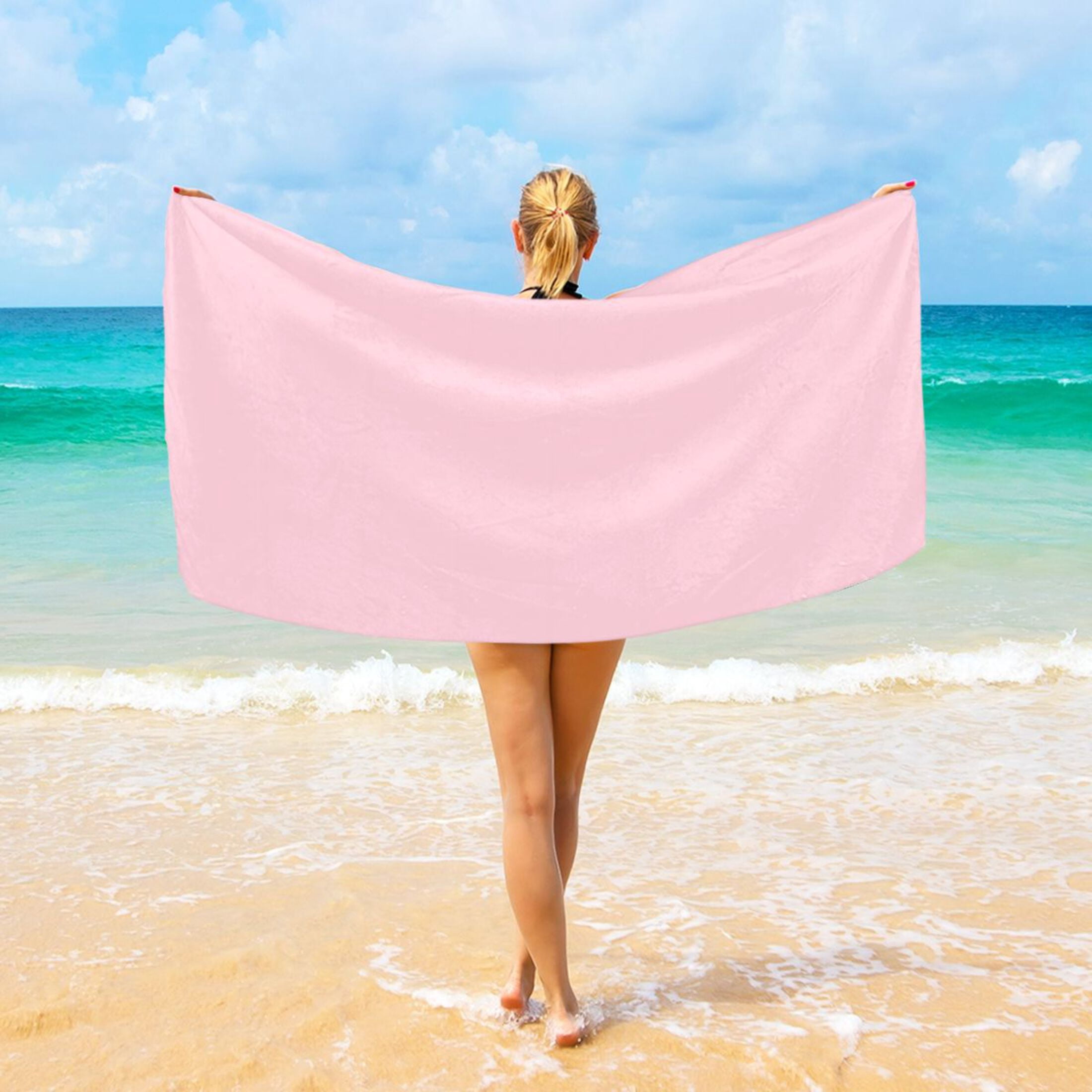 Oversized Beach Towel Extra Large Absorbent Microfiber Bath Towels Soft Quick Drying Soft Pink 74"x37"
