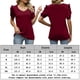 thumbnail image 2 of Camiseta informal para mujer manga farol cuello en V moda ligera combina con todo (rojo vino S) FLhrweasw Para estrenar, 2 of 7