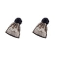 thumbnail image 1 of Jumpingount Gorras de moda de de punto con brillo metálico de invierno, sombreros de otoño, accesorios para bolas de pelo con pompón, ciclismo Oro 2piezas Jumpingount  CBP258051, 1 of 6