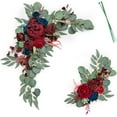 thumbnail image 2 of Artificial Floral Swags Artificial Wedding Arch Flowers Arch Home Garden Decor Wedding Flower Greenery Arrangements for Wedding Decor Ceremony and Reception Backdrop Decoration(Dark red), 2 of 8