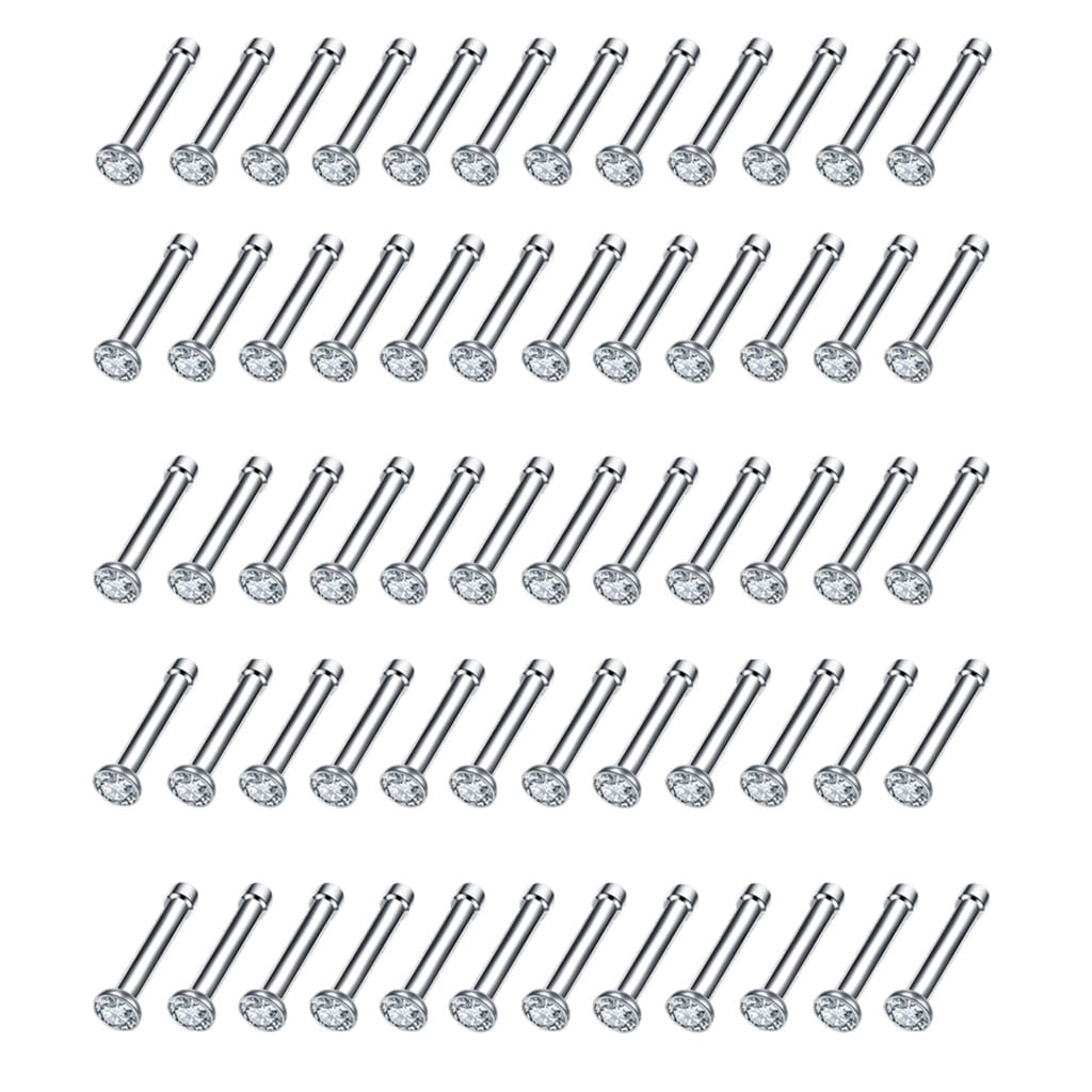 Piercing Per Naso A Forma Di L In Titanio G23 Lucidato Con Cristalli Colorati Da 2 Mm, Piercing Per Naso, 18 G (1 Mm) 20 G (0,8 Mm) - Italia