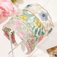 thumbnail image 3 of Xinwanna Mesh Yarn Wide Headband Retro Embroidery Flower Pattern Hair Hoop Soft Elastic Headband Hair Accessory (Pink), 3 of 13