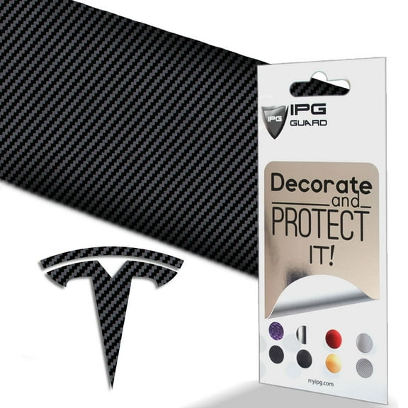 IPG Compatible with Model 3 Decal Sticker (9 Logo Set) Overlay Stickers Do it Yourself Stickers Set Personalize Your Vehicle (Black Carbon Fiber)