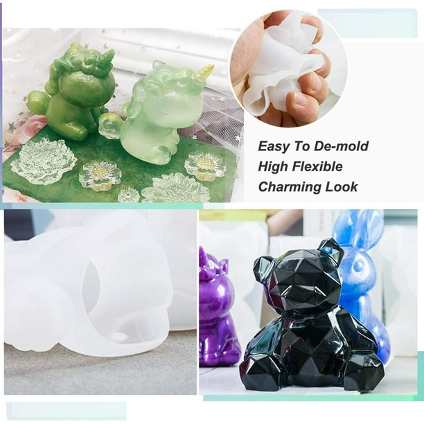 Bear Resin Casting Molds Epoxy Animal Silicone Molds Valentine's Day Car  Decor