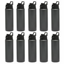 Aluminum Water Bottles with Snap Lids 25 oz. Set of 10, Bulk Pack - Reusable, Great for Gym, Hiking, Cycling, For School - Charcoal
