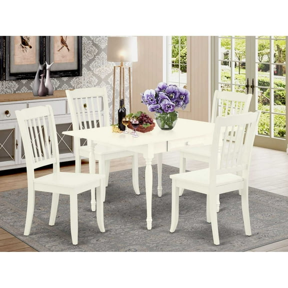 East West Furniture Dining Room Set Linen White, MZDA5-LWH-W