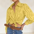 thumbnail image 4 of XFLWAM Women's Eyelet Hollow Out Lace Tops Puff Long Sleeve Button Down Shirts Spring Summer Dressy Causal Business Work Out Blouse, 4 of 9