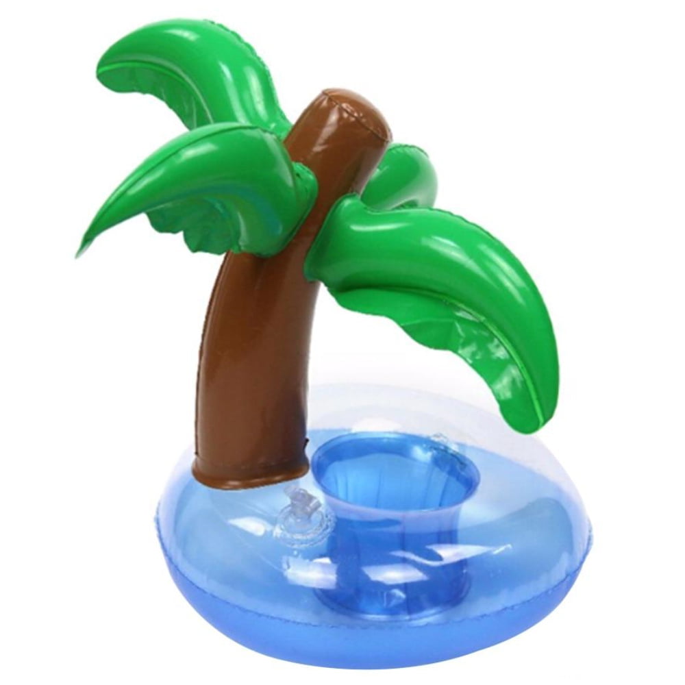 Summer Floating Palm Island Inflatable Drink Can Holder Pool Bath Toys Party NEW 