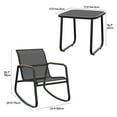 thumbnail image 4 of Dextrus Outdoor 3-Piece Rocking Bistro Set with Wooden Armrests, Glass Table for Lawn, Garden, Balcony, Gray, 4 of 5