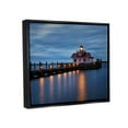 thumbnail image 3 of Stupell Calm Nighttime Bridge Coastal Lights Landscape Photography Black Floater Framed Art Print Wall Art, 3 of 6