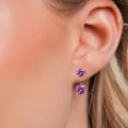 thumbnail image 3 of Gem Stone King 14K White Gold Fancy Purple Zirconia Stud Earrings for Women | 2.60 Cttw | Gemstone Birthstone | Round 6MM, 3 of 6