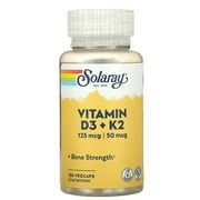 Solaray Vitamin D3 + K2 | D & K Vitamins for Calcium Absorption and Support for Healthy Cardiovascular System & Arteries | Non-GMO & No Soy | 120CT