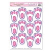 Beistle Club Pack of 144 White and Pink Bunny Paw Print Peel 'n Place Easter Party Decorations 17"