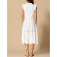 thumbnail image 3 of DARING DIVA V Neck Cap Sleeve A Line Summer Midi Dress L Cream White, 3 of 6