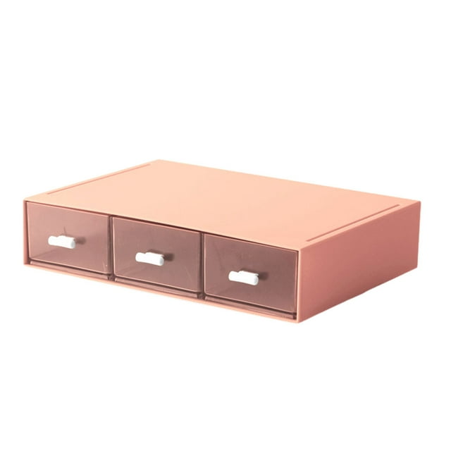 Baohd Practical Desk Organizer - Essentials Neat And Tidy Widely Convenient Desktop Storage Organizer pink 3 drawer 1Set
