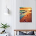 thumbnail image 3 of Creowell  Beach Canvas Wall Art, Seascape Themed “Walks Along the Shoreline” Wall Canvas for Room Decor, Modern Ocean Dusk Poster Framed Artwork Decor Ready to Hang 16x20 in/12x16 in, 3 of 4