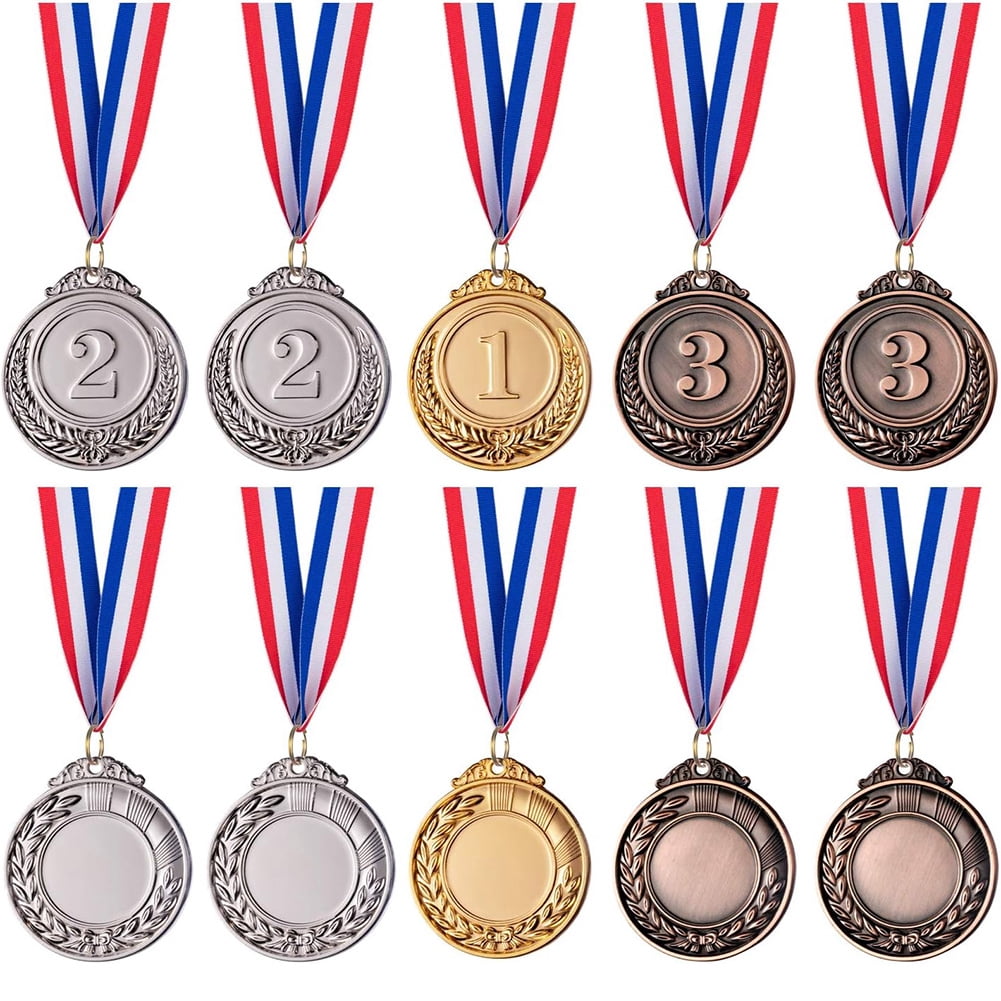 Yibooy 30pcs 2inch Gold Silver Bronze Award Medal with Neck Ribbon Winner Medal(Wheat)