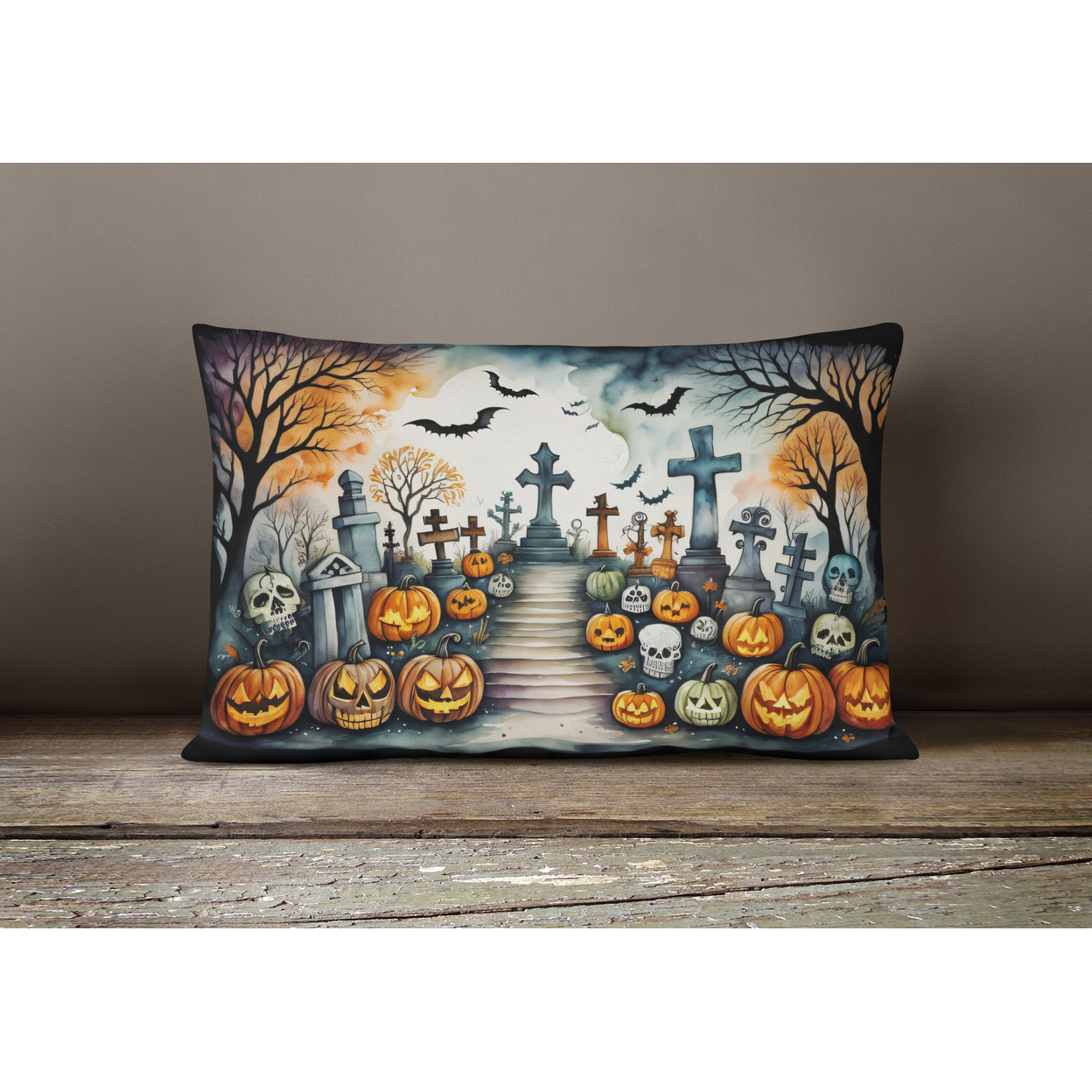 Carolines Treasures DAC2237PW1216 16 x 12 in. Unisex Day of the Dead Spooky Halloween Fabric Decorative Pillow