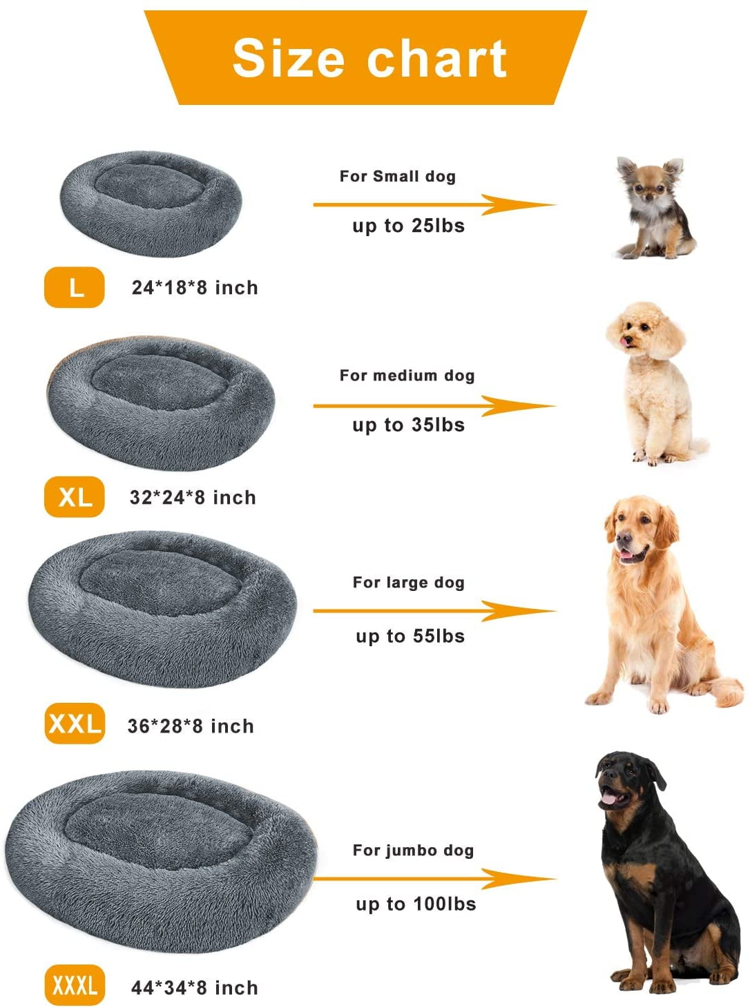 24/32/36 PUPPBUDD Calming Dog Bed Cat Bed Donut Comfortable Round Plush