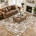 thumbnail image 3 of Area Rugs 5'x7', Brown Striped Carpet Runner Indoor Outdoor Rugs Home Decor Aesthetic, Farmhouse Rustic Abstract Lines Art Non Slip Mats Washable Accent Rug for Living Room Bedroom, 3 of 8