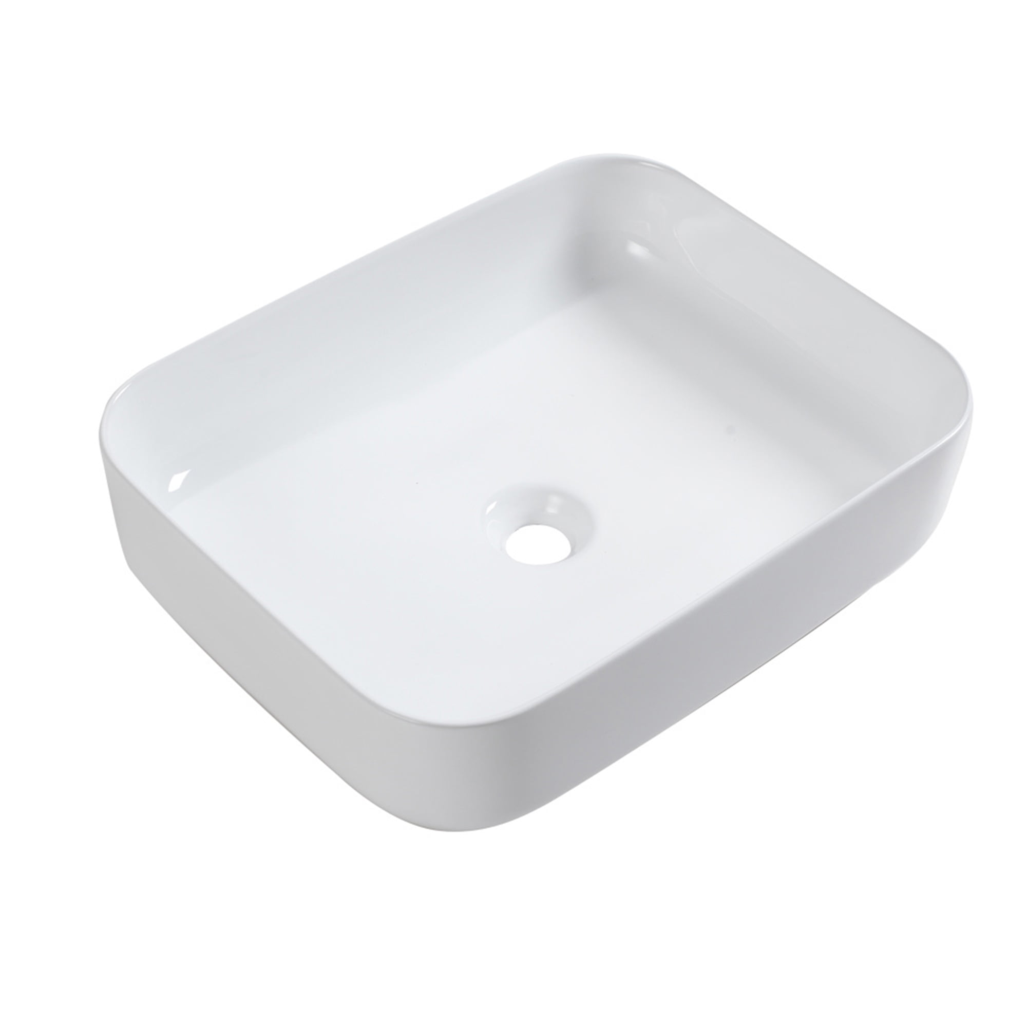 20"×15"×5.5" White Ceramic Rectangular Countertop Bathroom Sink
