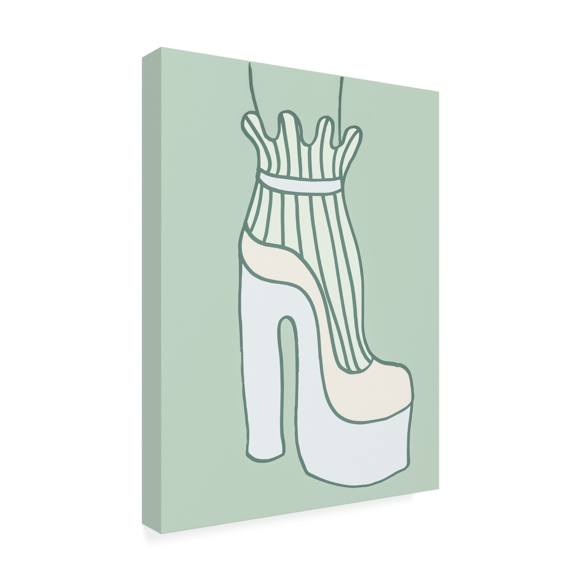 Canvas Wall Art - Pictufy Studio 'Shoe Green' Wall Art for Living Room, Bedroom, or Office Décor by Trademark Fine Art - 35 x 47 Inches