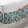 thumbnail image 2 of Moroccan Bed Skirt, Various Different Flower Design Graphic Ornament Pattern, Elastic Bedskirt Dust Ruffle Wrap Around for Bedding Decor, 4 Sizes, Dark Blue Orange, by Ambesonne, 2 of 2