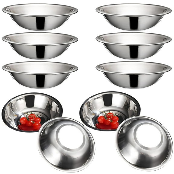 10 Pcs Stainless Steel Bowls, Multipurpose Metal Mixing Bowls, Rust-Resistant Prep Bowls for Meal Prep, Cooking, Serving, Baking, 6.9×6.9×1.8"