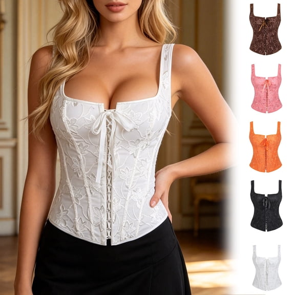 Womens Boned Waist Cincher Corset Top Royal Style Bustier Firm Control Shapewear Comfortable Shapers Black L