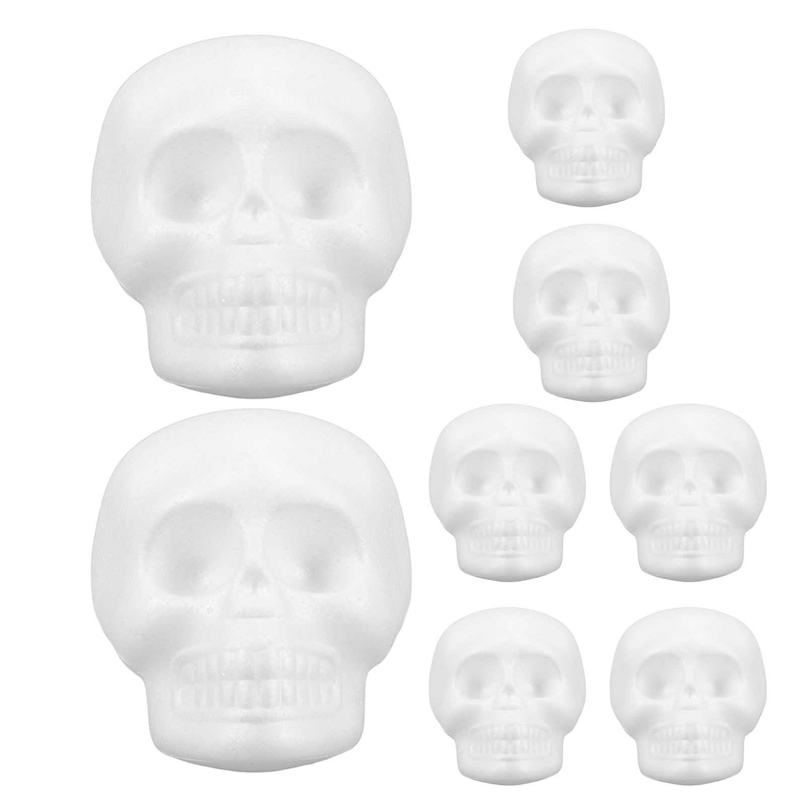 ETHZZLE White Foam Skull Heads for DIY Crafts - Lightweight and Durable Polystyrene Skulls 8Pcs