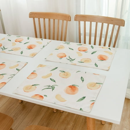 

Yesbay Place Pad Yellow Peach Print Anti-Scalding Polyester Strong Construction Bowl Mat Tablecloth Household Goods