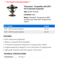 thumbnail image 2 of Thermostat - Compatible with 2007 - 2013 Chevy Avalanche 2008 2009 2010 2011 2012, 2 of 2