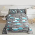thumbnail image 2 of Homewish Cartoon Game Player Full Size Comforter Sets for Boys, Grey Blue Pixelate Miner Bedding Comforter Set, Checkered Plaid Reversible Bedding Sets, Ultra Soft Bedroom Decor, 3pcs, 2 of 8