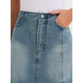 thumbnail image 5 of DARING DIVA Women's Midi Denim Skirt Side Split Rhinestone Jean Skirts Small Gray Blue, 5 of 7