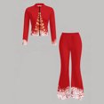 thumbnail image 5 of WhouRiu Girls Christmas Graphic Outfit Sets Fall Winter Long Sleeve Zip Up Jacket Flared Pants Clothes Set 4-14 Years, 5 of 6