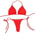 thumbnail image 1 of Conjuntos de Bikini unicolor para mujer, sujetadores con cordones, Tops con lazo lateral, traje de baño de Tanga, traje de baño para playa brasileño, Sexy de verano, 1 of 2