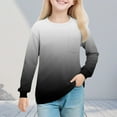 thumbnail image 2 of CYRBOKO Sweatshirts for Girls, Long Sleeve Comfortable Crew neck Gradient Pullover Shirts Black Size 13-14 T, 2 of 8