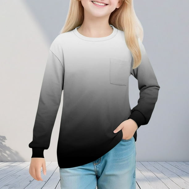 Cowsor Girl's Crew Neck Tie Dye Sweatshirts with No Hood Casual Color Block Long Sleeve Pullover Tops