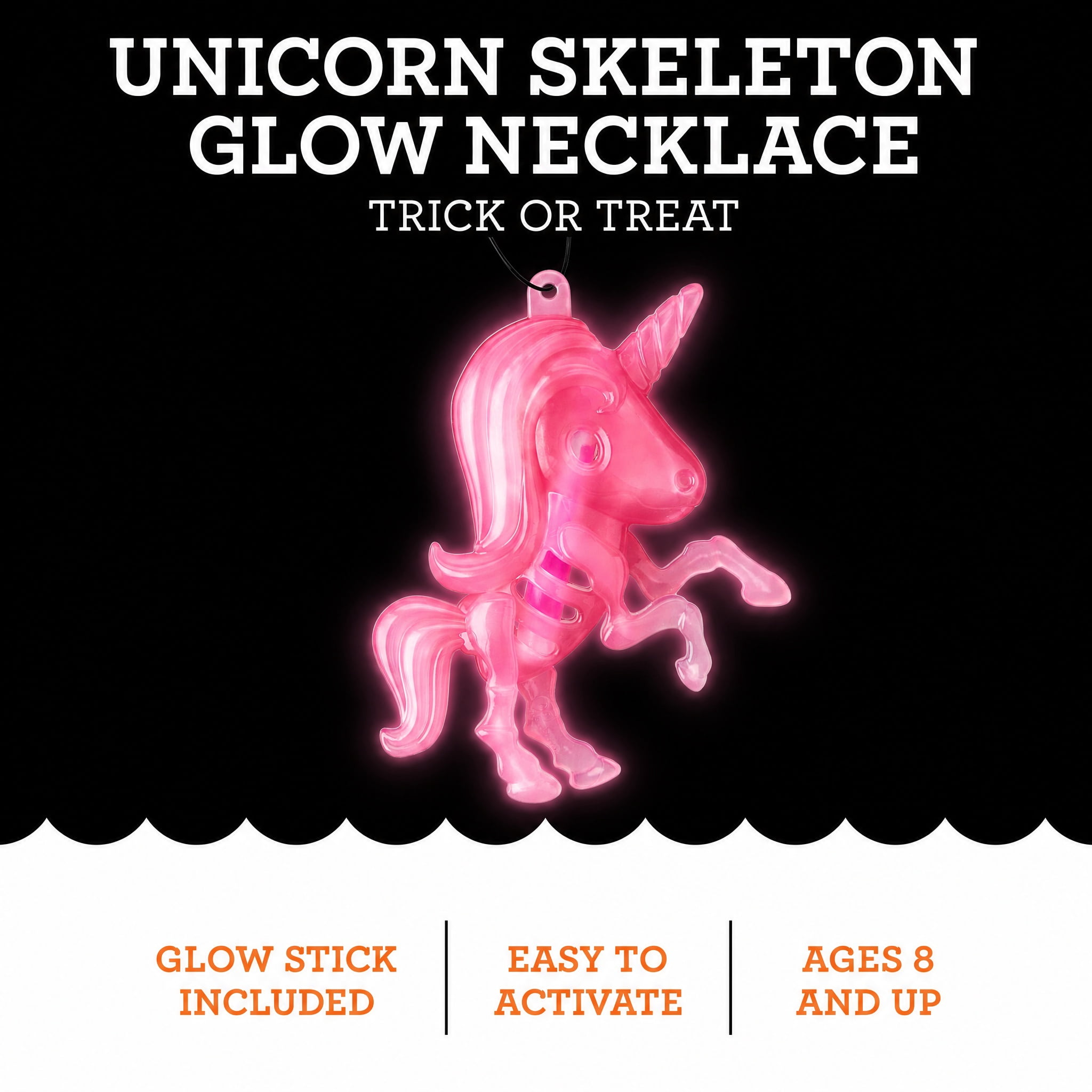 Unicorn Skeleton Glow Necklace, Pink, Halloween by Way To Celebrate