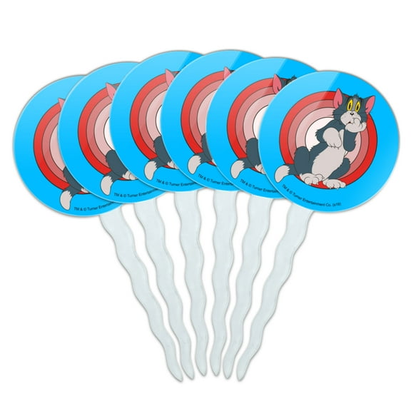 Tom and Jerry Tom Character Cupcake Picks Toppers Decoration Set of 6