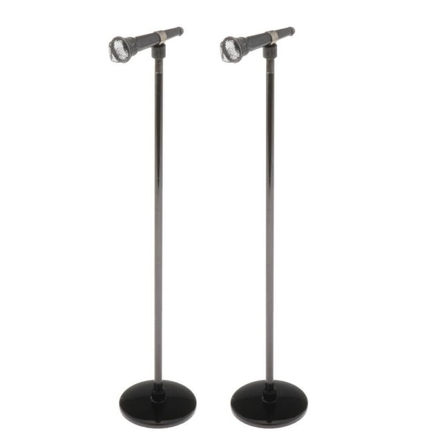 2X 1/6 Micrófono Decoración de Música Accesorios en Miniatura Micro Instrumentos Musicales