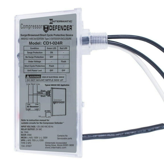 Intermatic CD1-024R Compressor Defender Protects Central Air Conditioner / Heat Pump Compressors and Circuit Boards