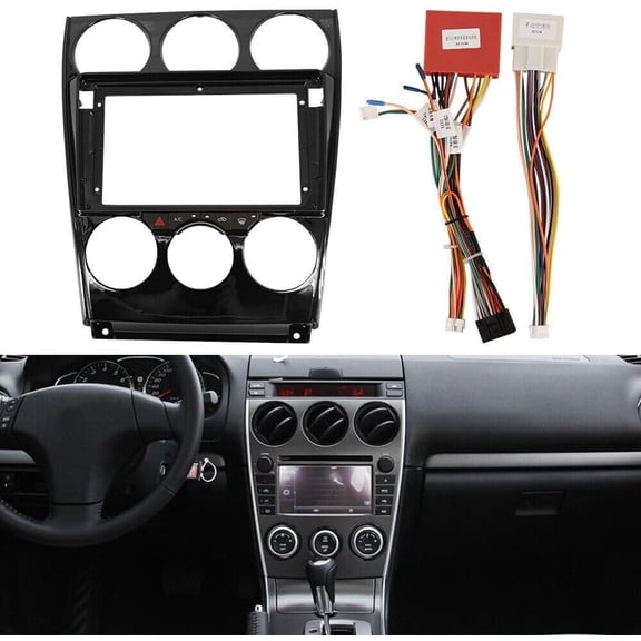 Inner Accessories Center Console Dashboard Control Panel Cover Trim Double Din Dash Kit Replacement for 2004‑2016 Mazda 6 9in