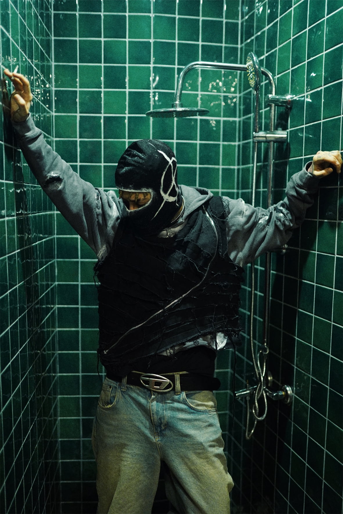 Shiny Black Anarchy Symbol Ski Mask  The Perfect Blend of Style and Protection